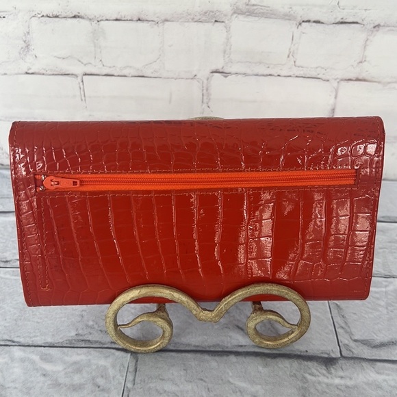 Lamb leather orange trifold wallet - Picture 3 of 10